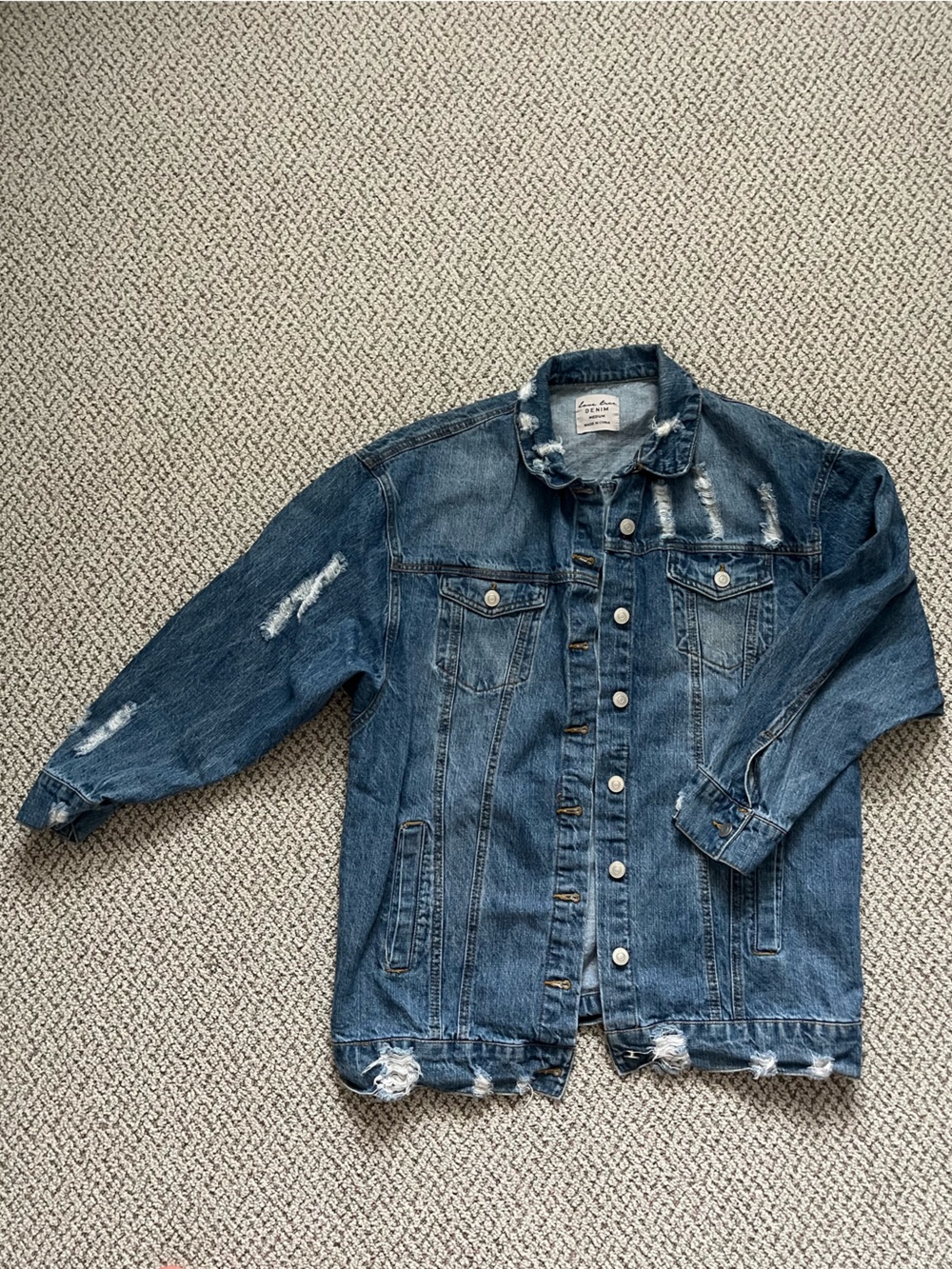 Love Tree Distressed Blue Denim Jacket